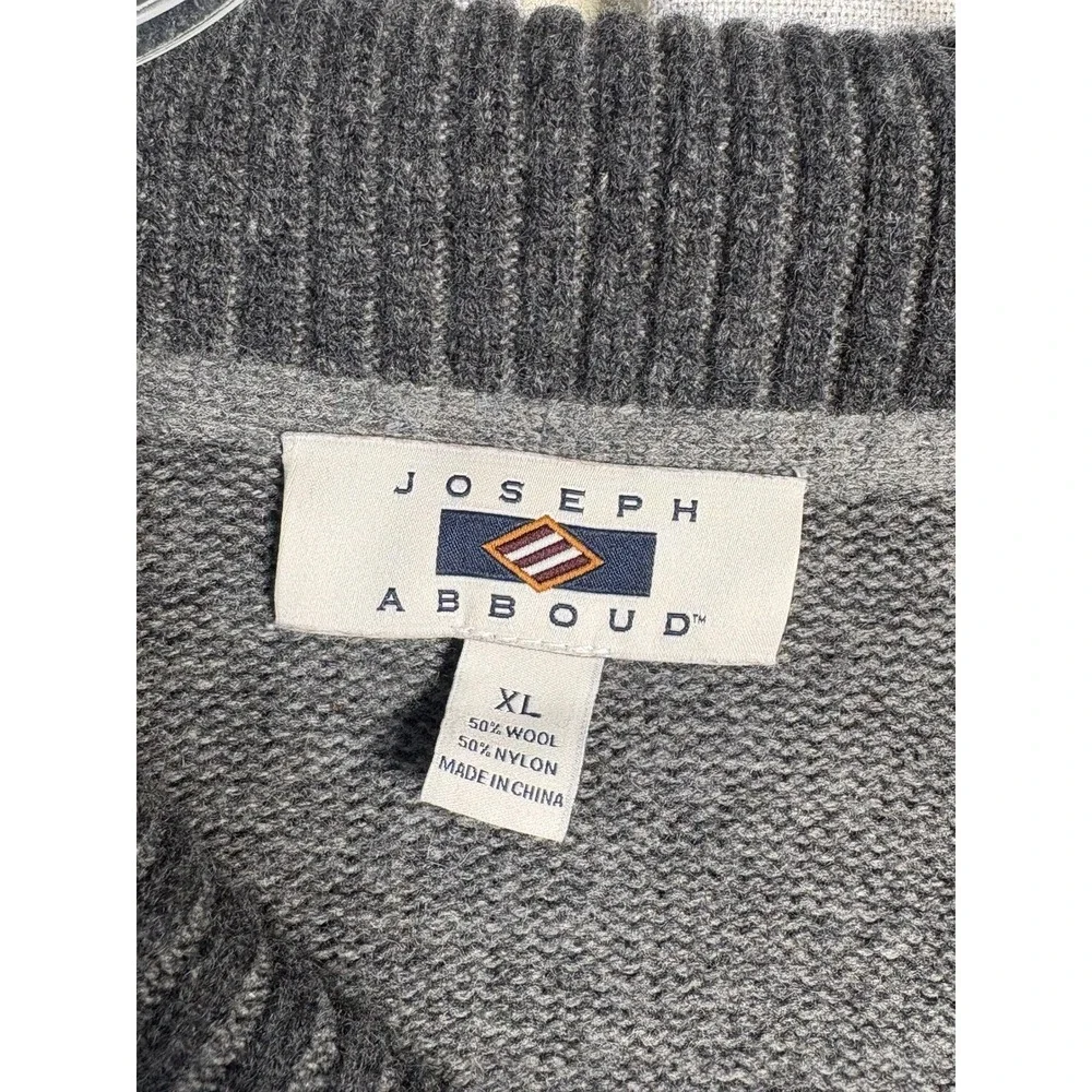 Joseph Abboud Mens XL Gray Wool Blend Shawl Collar Sweater Ribbed Elbow Patches